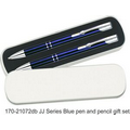 JJ Series Pen and Pencil Gift Set in Tin Gift Box - Blue
